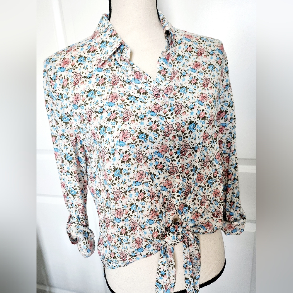 Floral print Blouse Long sleeve size small